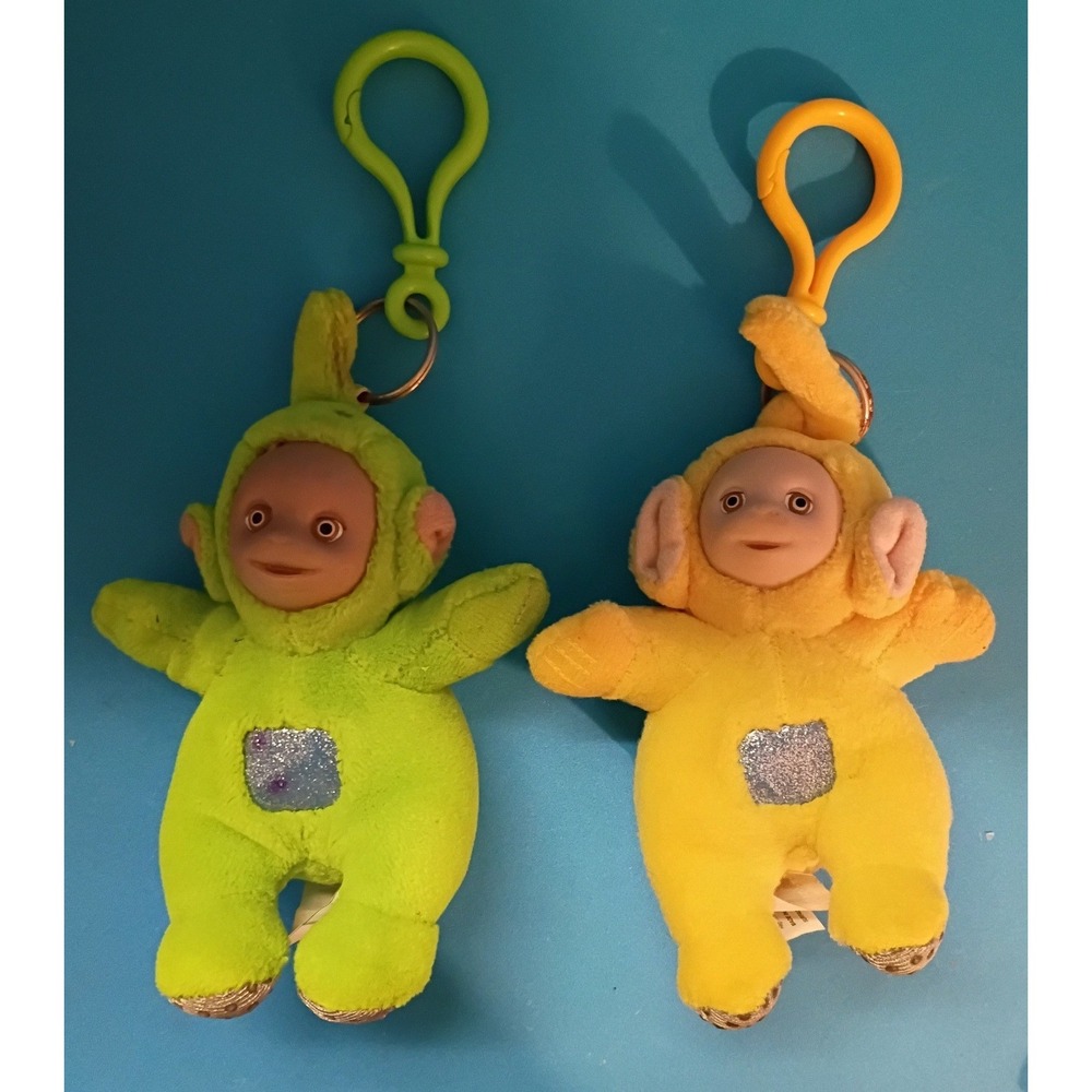 Vintage Teletubbies Dipsy Laa-Laa Plush Keychain Clip-On Set 1998 Ragdoll 90s